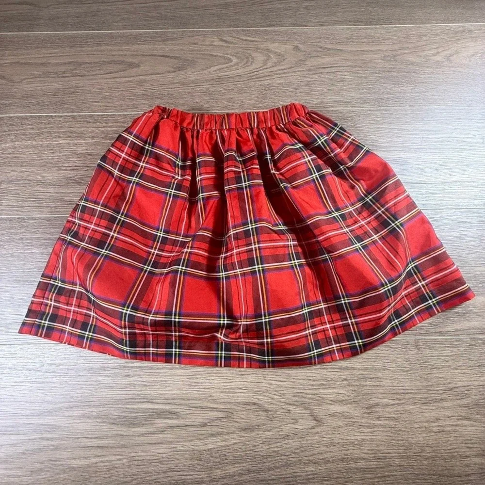 Crewcuts J Crew Girls Red Plaid Taffeta Skirt Holiday Tartan Size 10 Party